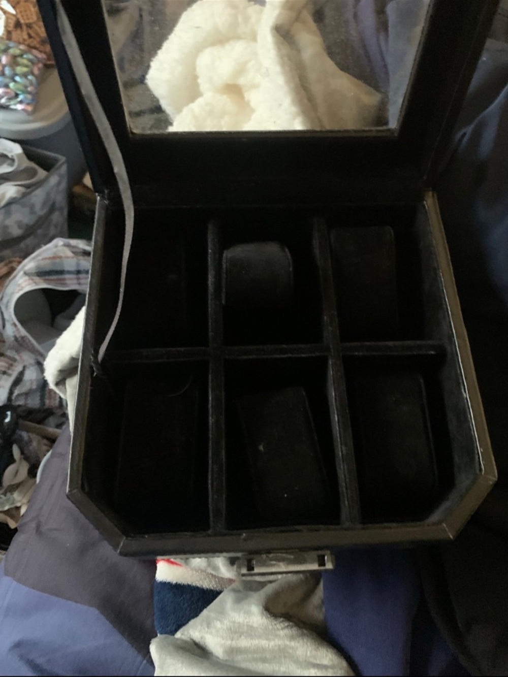 Black Men's Jewelry Organizer Box - Classic Storage for Watches & Accessories